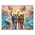 Bengal Cat Floating Seashell Island Coral Bridge Jigsaw Puzzle