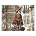 Calico Sphynx Rainbow Knit Sweater Craft Room Jigsaw Puzzle