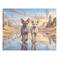 Sphynx Cat Desert Oasis Crystal Water Reflection Jigsaw Puzzle