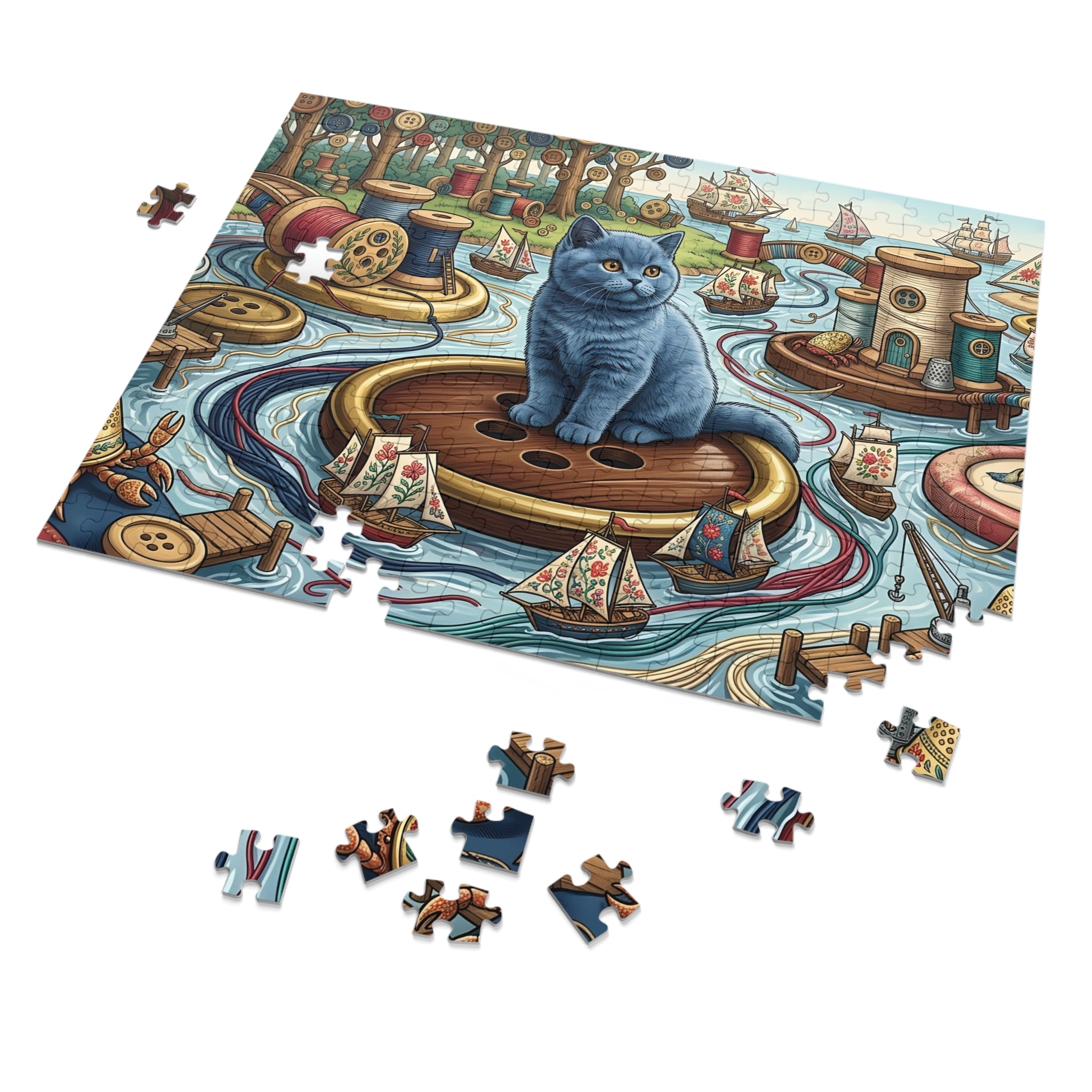 British Shorthair Kitten Haberdashery Harbor Jigsaw Puzzle