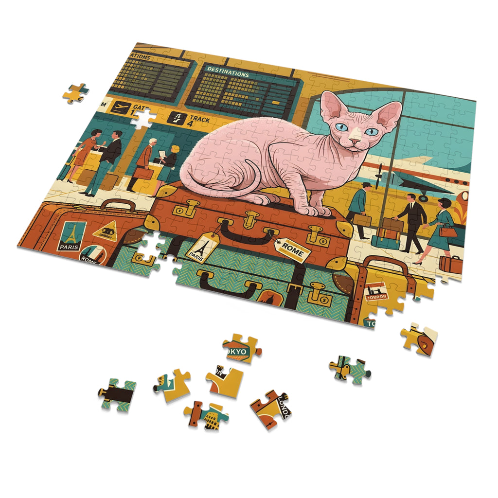 Pink Sphynx Airport Terminal Suitcases Jigsaw Puzzle
