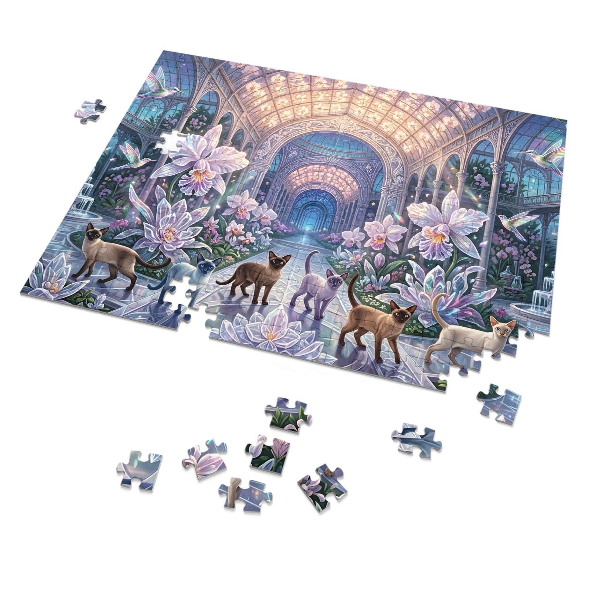 Siamese Cat Orchid Glass Conservatory Jigsaw Puzzle