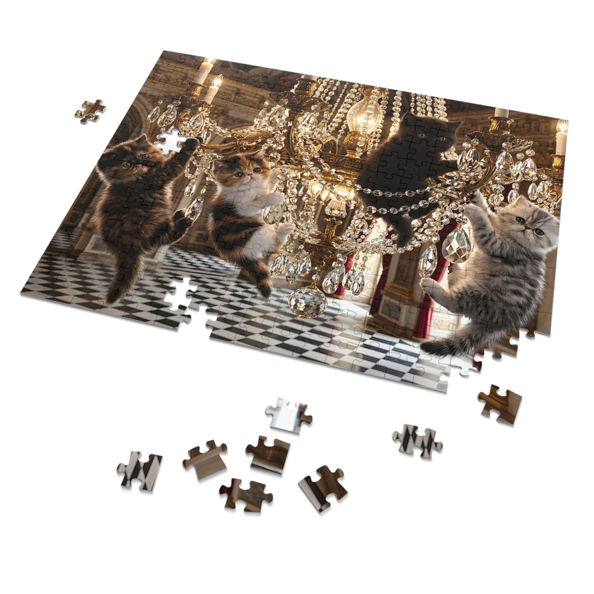 Multicolor Persian Kittens Crystal Chandelier Jigsaw Puzzle