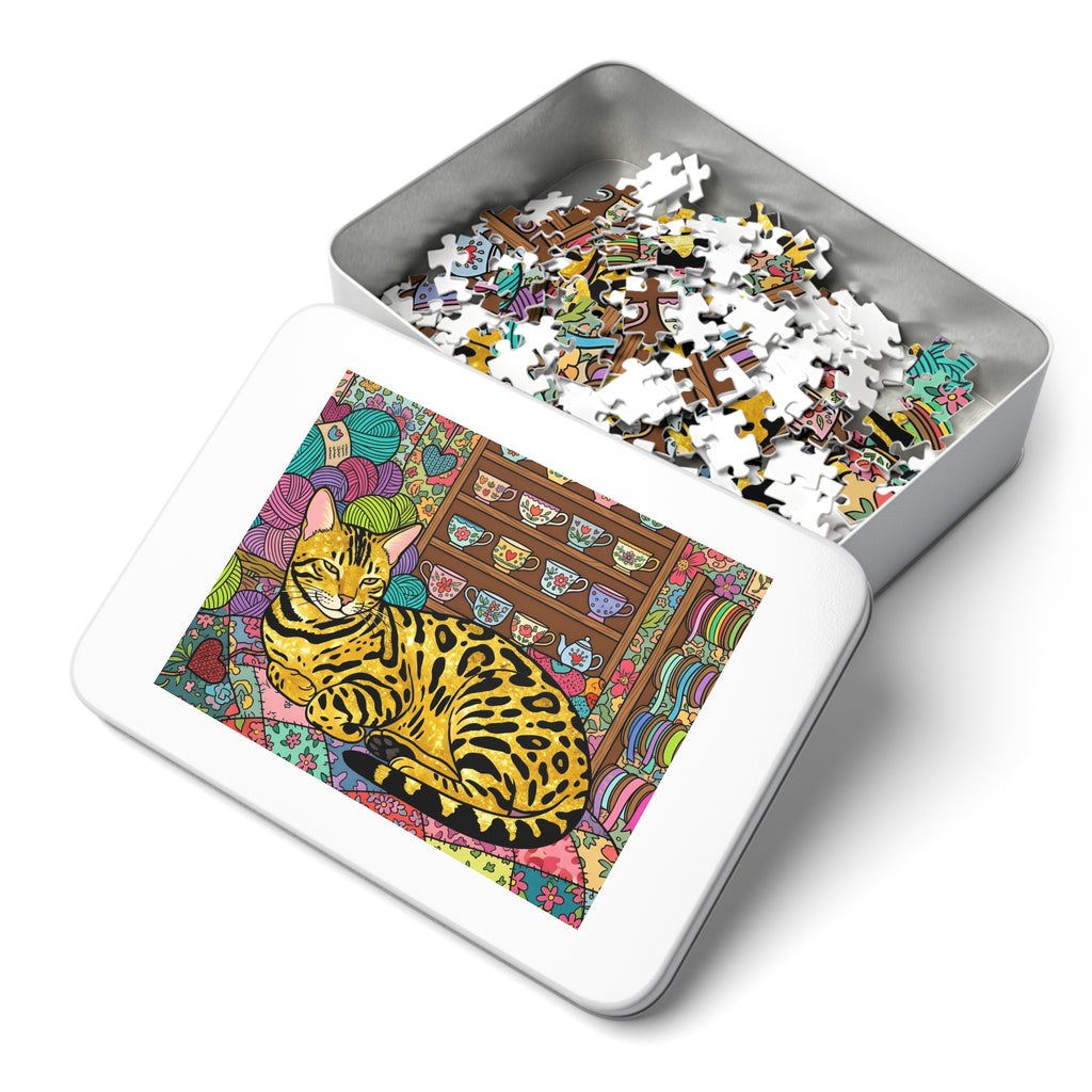 Glittery Gold Bengal Craft Room Jigsaw Puzzle