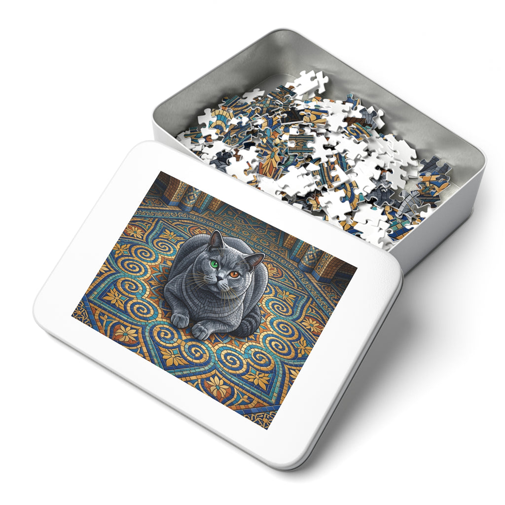 Blue British Shorthair Mosaic Tile Jigsaw Puzzle
