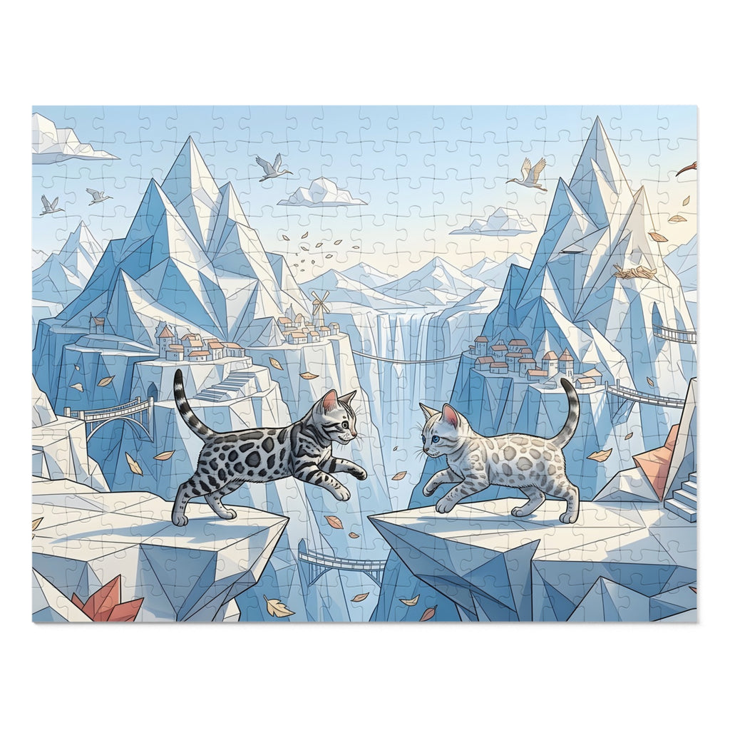 Silver Bengal Kitten Crystal Mountain Realm Jigsaw Puzzle