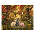 Sphynx Cat Japanese Fan Forest Autumn Dragonfly Jigsaw Puzzle