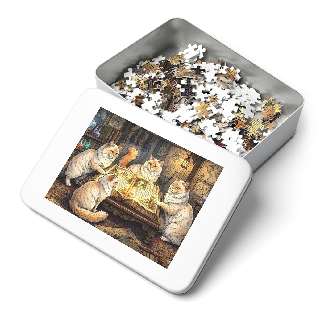Flame Point Ragdoll Cats Spellbook Wizard Library Jigsaw Puzzle