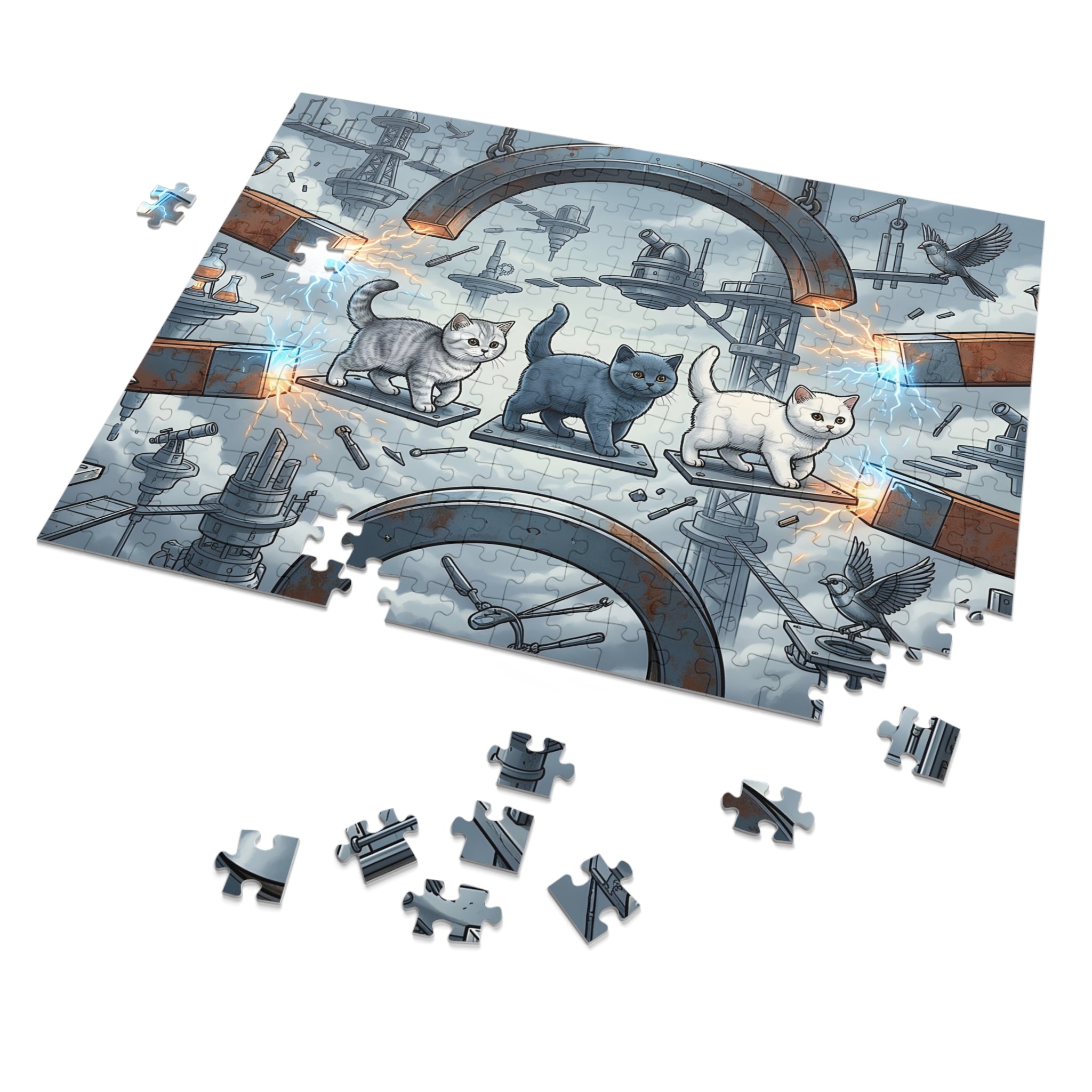 British Shorthair Kitten Levitation Laboratory Jigsaw Puzzle