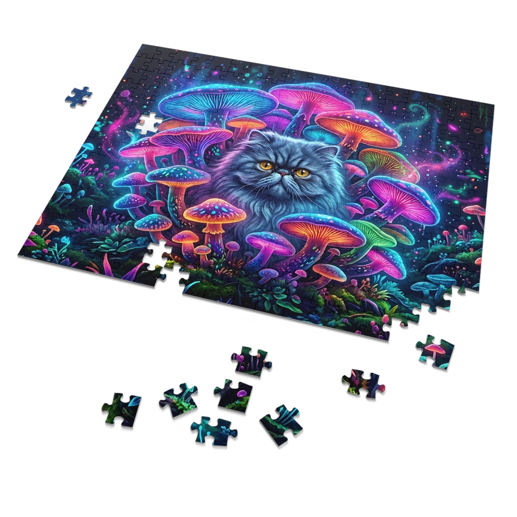 Blue Persian Glowing Mushrooms Jigsaw Puzzle