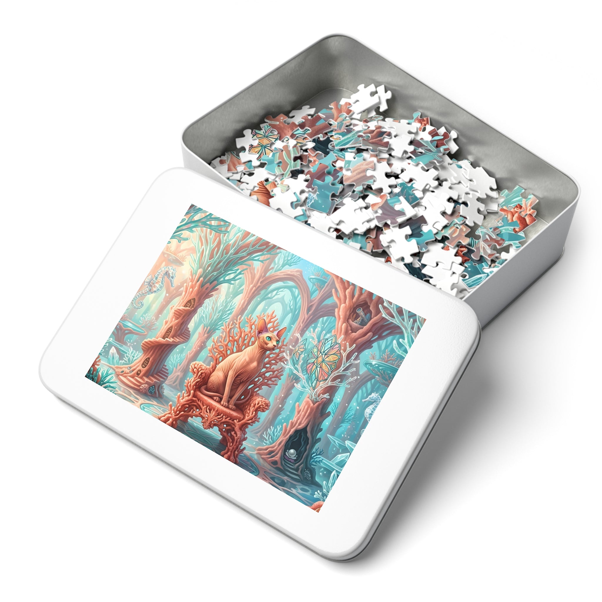 Sphynx Cat Coral Throne Fantasy Forest Jigsaw Puzzle