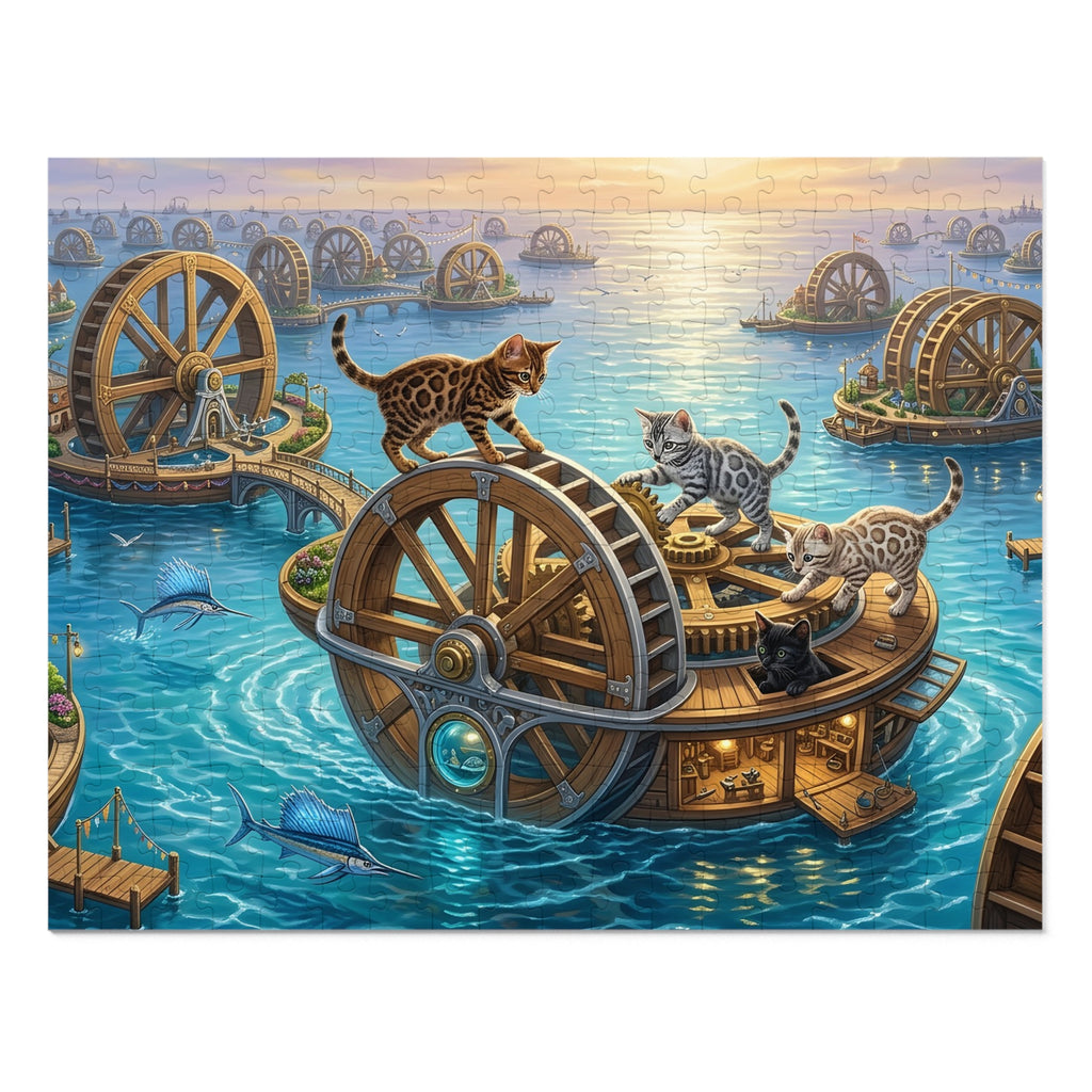 Bengal Kitten Ocean Waterwheel Workshop Jigsaw Puzzle