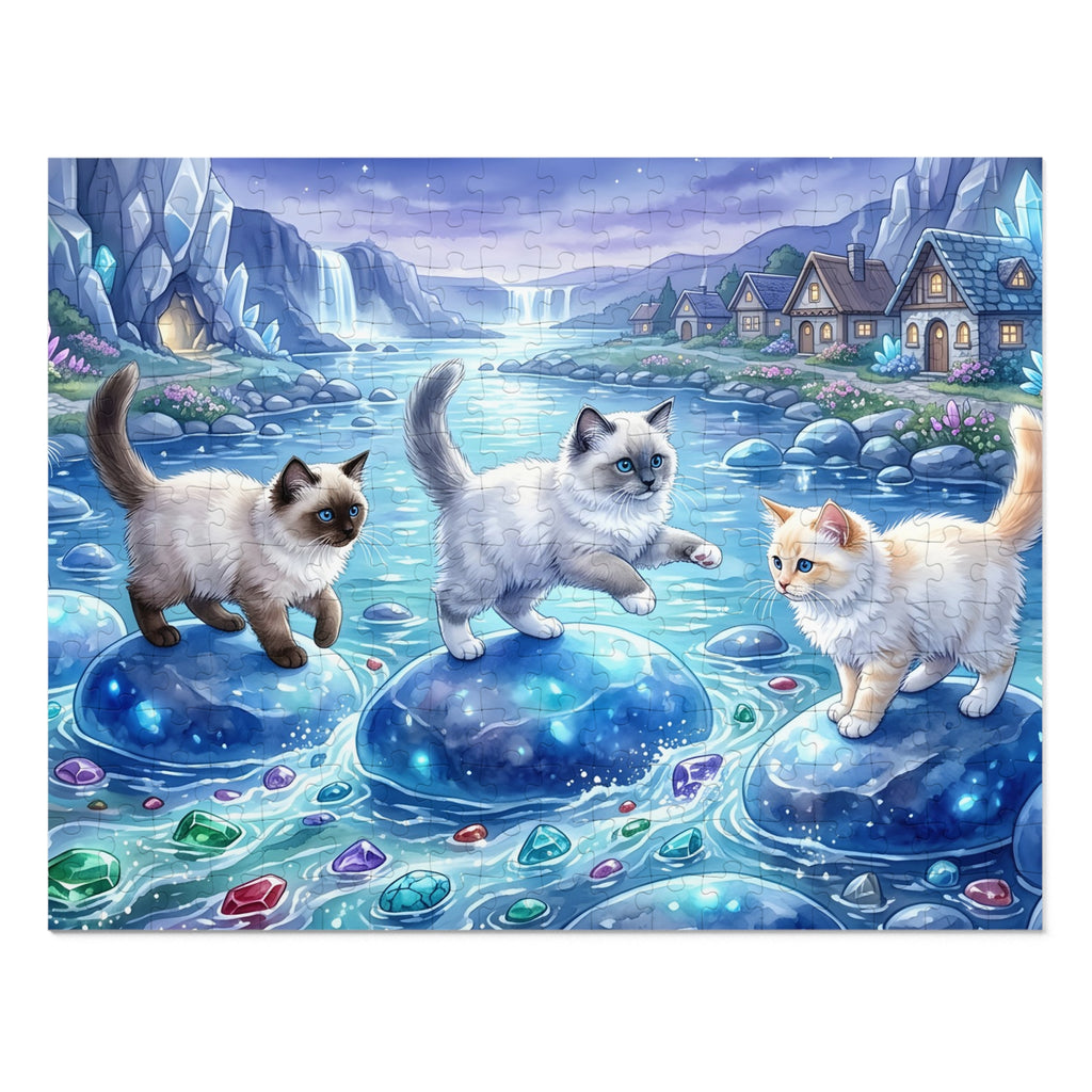 Ragdoll Kitten Crystal River Gemstone Crossing Jigsaw Puzzle