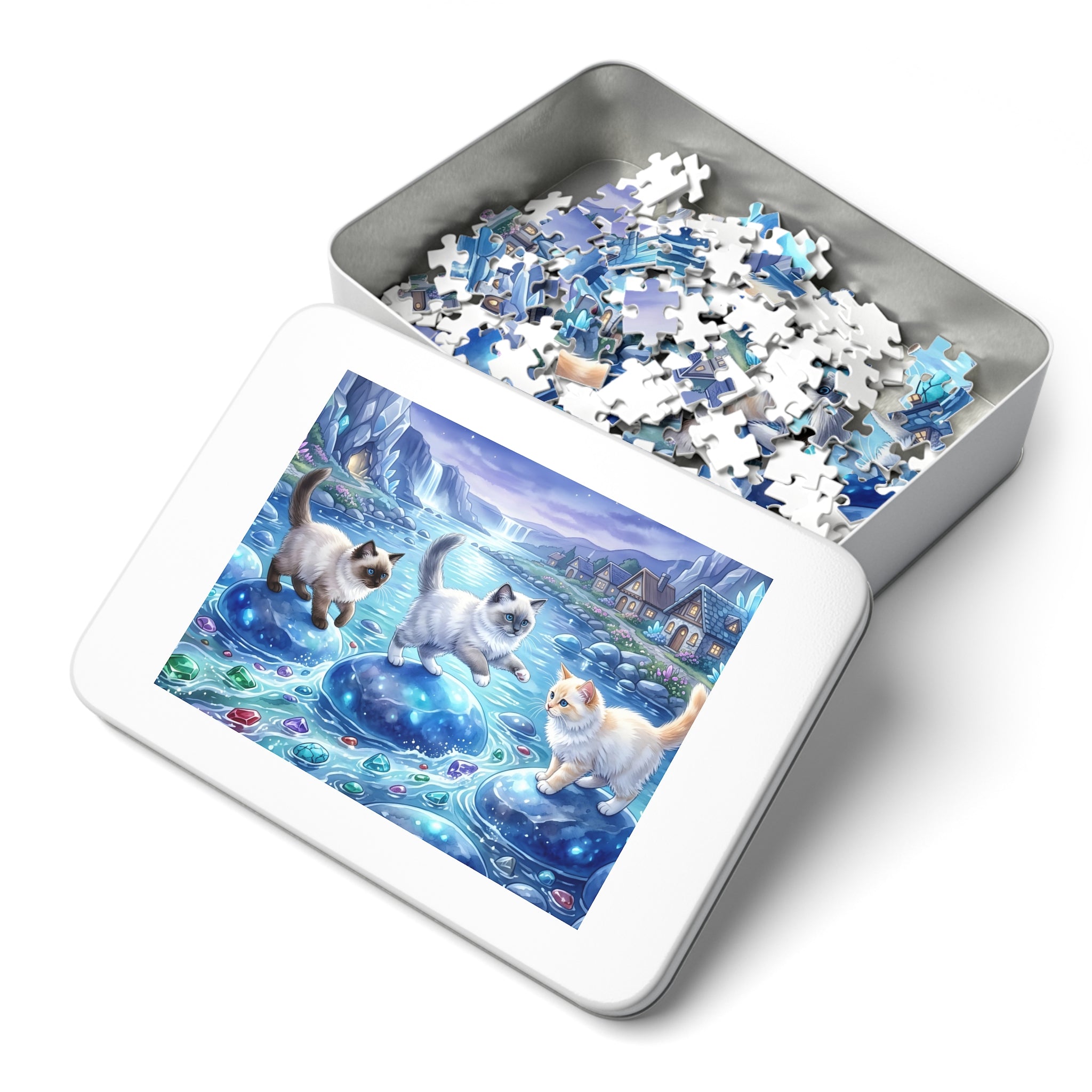 Ragdoll Kitten Crystal River Gemstone Crossing Jigsaw Puzzle