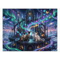 Siamese Cat Gothic Clockwork Citadel Aurora Butterfly Cosmic Jigsaw Puzzle
