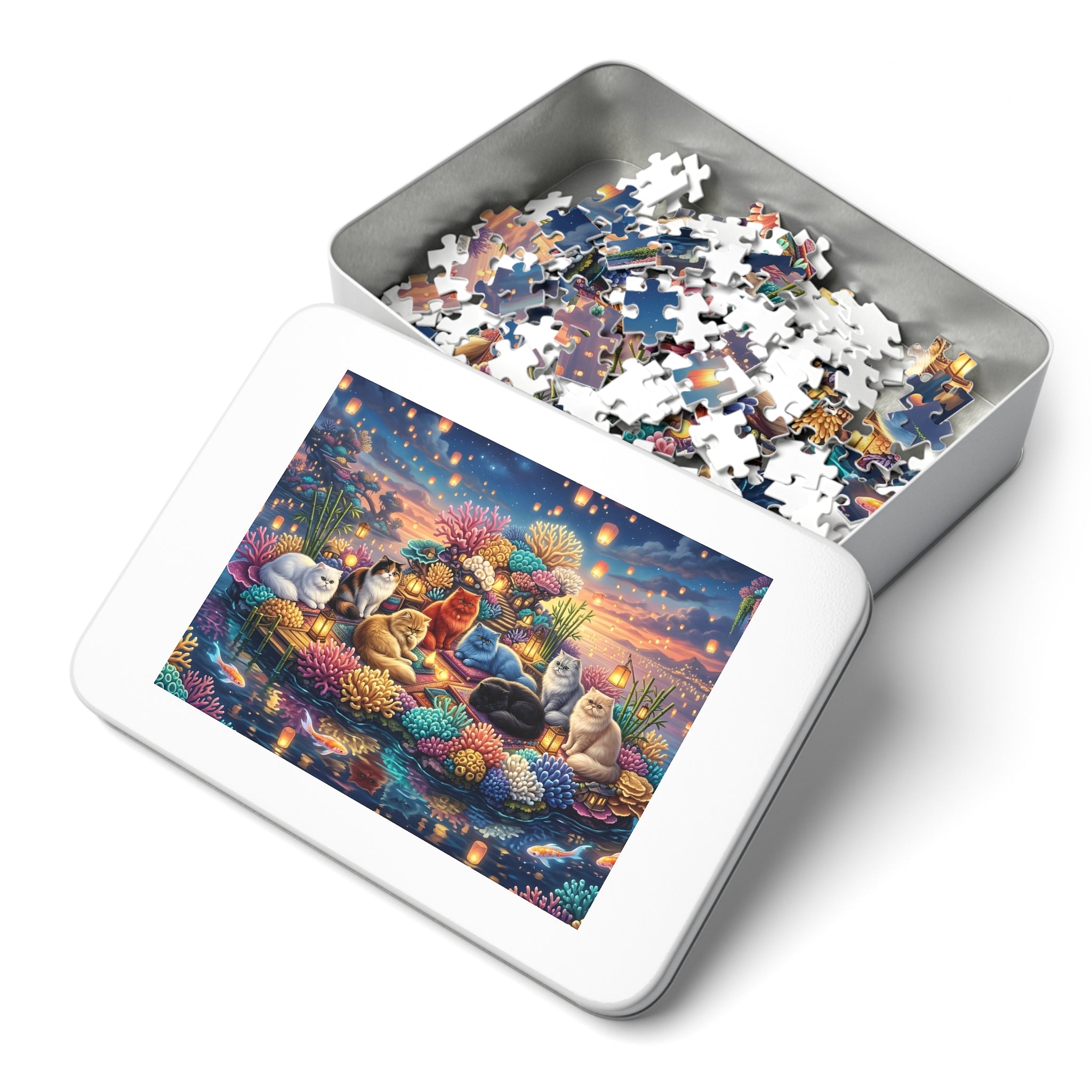 Persian Cat Coral Lantern Cove Jigsaw Puzzle