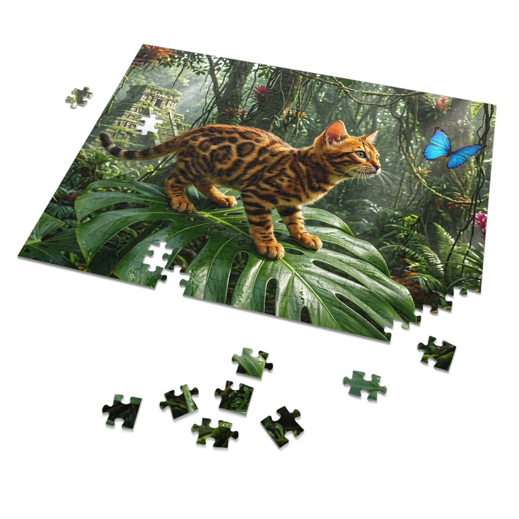 Brown Rosetted Bengal Kitten Jungle Temple Jigsaw Puzzle