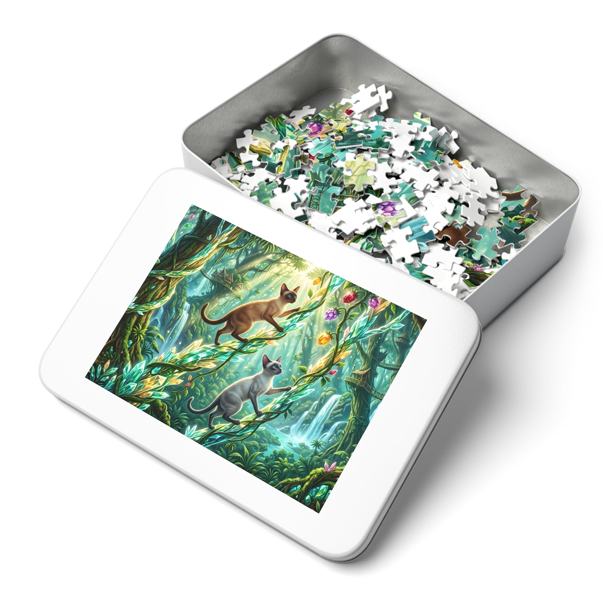Siamese Cat Crystal Vine Rainforest Jungle Jigsaw Puzzle