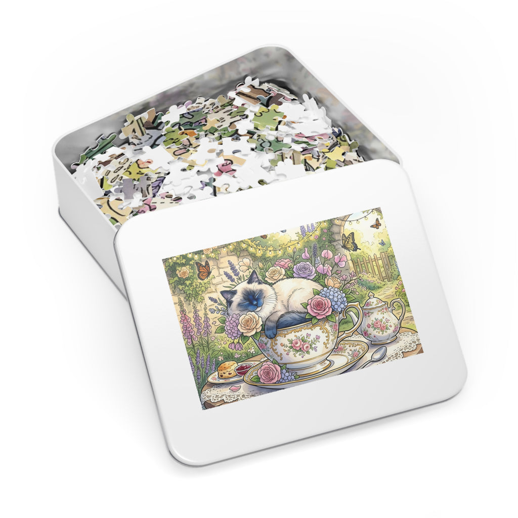 Blue Point Ragdoll Teacup Garden Party Jigsaw Puzzle