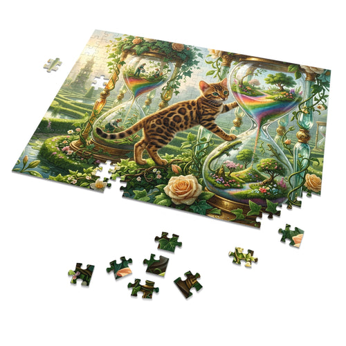 Bengal Kitten Rainbow Hourglass Garden Jigsaw Puzzle