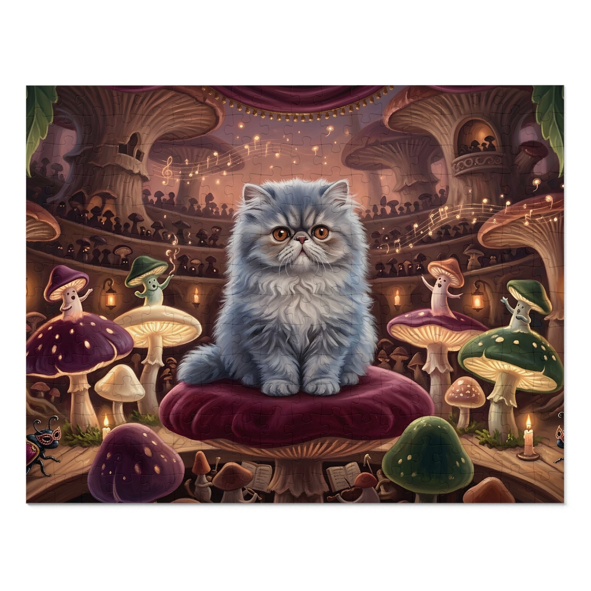 Persian Kitten Enchanted Mushroom Amphitheater Jigsaw Puzzle