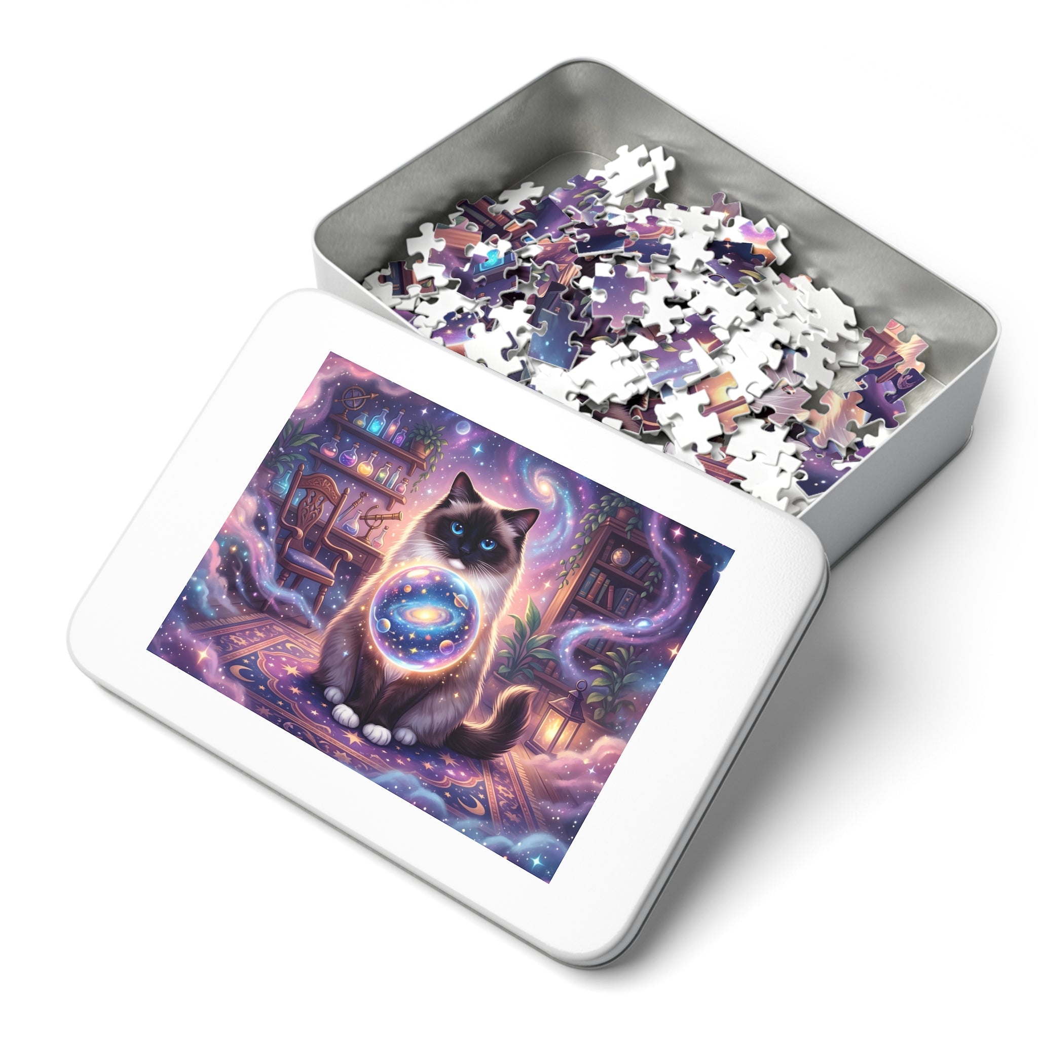 Seal Mitted Ragdoll Crystal Ball Galaxy Wizard Room Jigsaw Puzzle