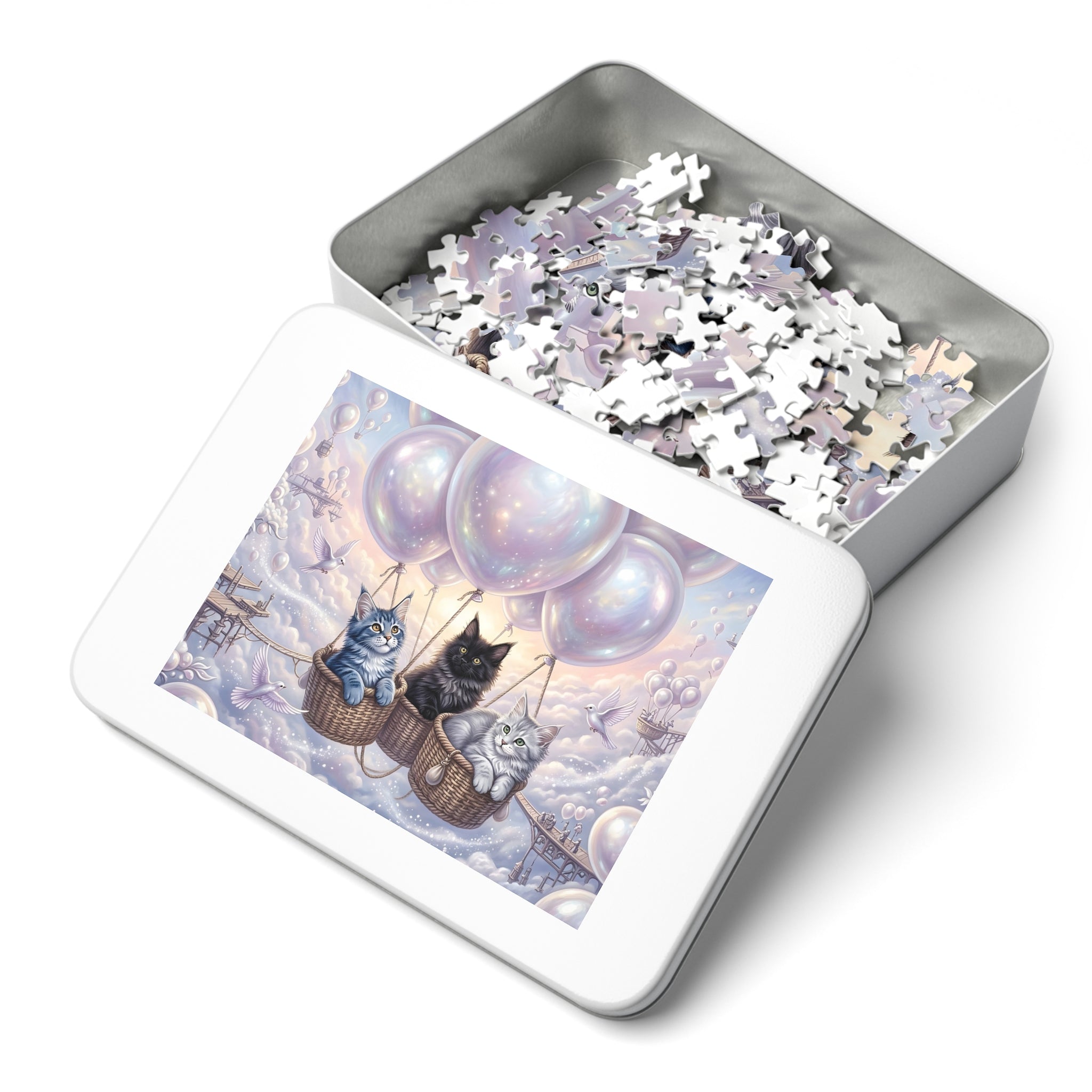 Maine Coon Kitten Iridescent Balloon Haven Jigsaw Puzzle