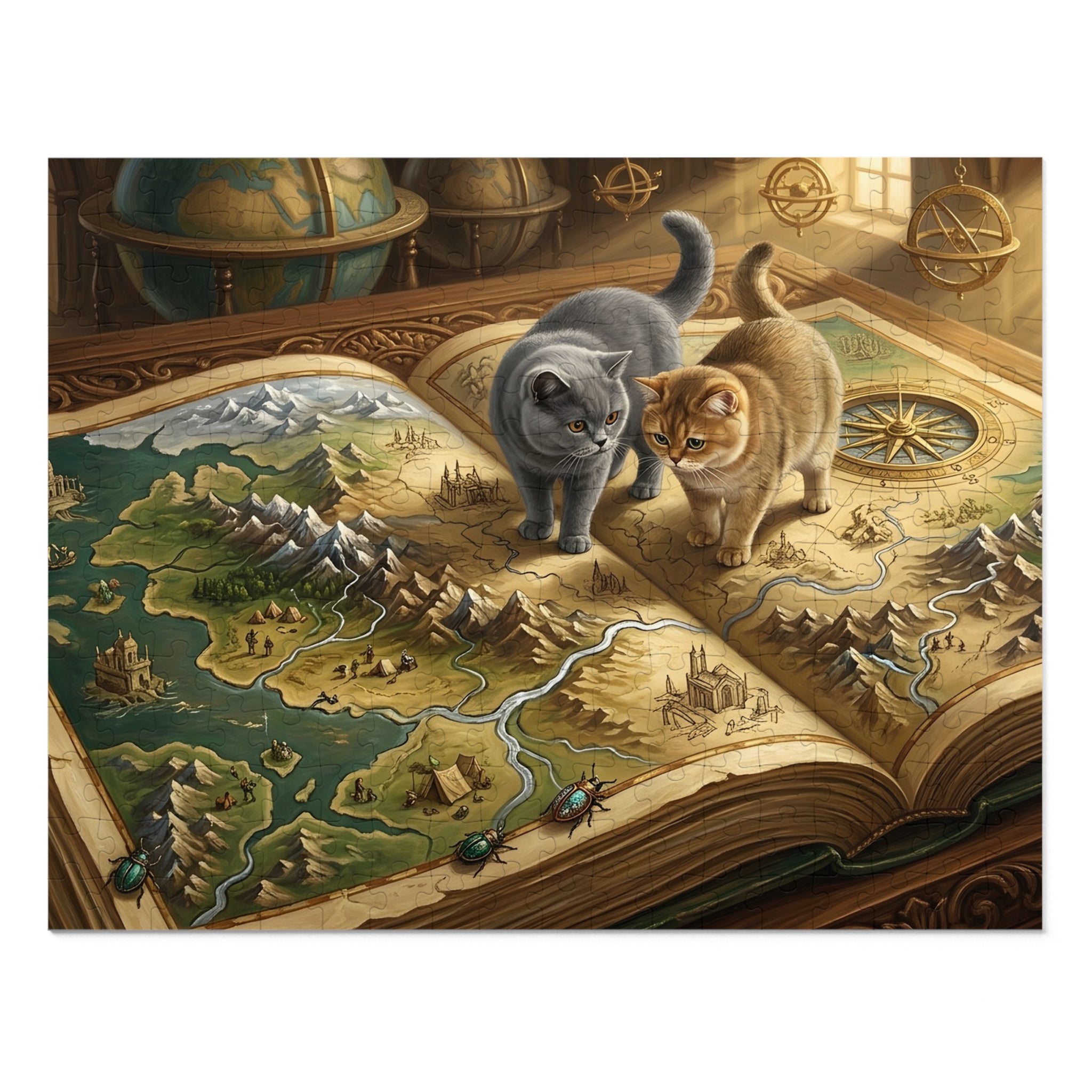 British Shorthair Cat Cartographer's Atlas Jigsaw Puzzle