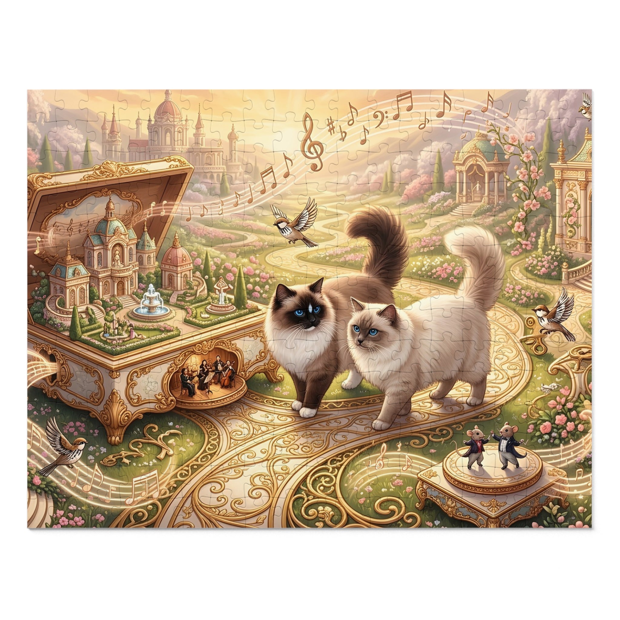 Ragdoll Cat Enchanted Music Box Garden Jigsaw Puzzle