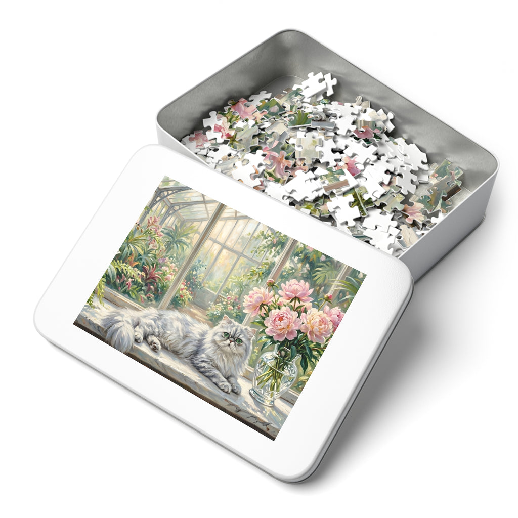 Silver Chinchilla Persian Greenhouse Peonies Jigsaw Puzzle