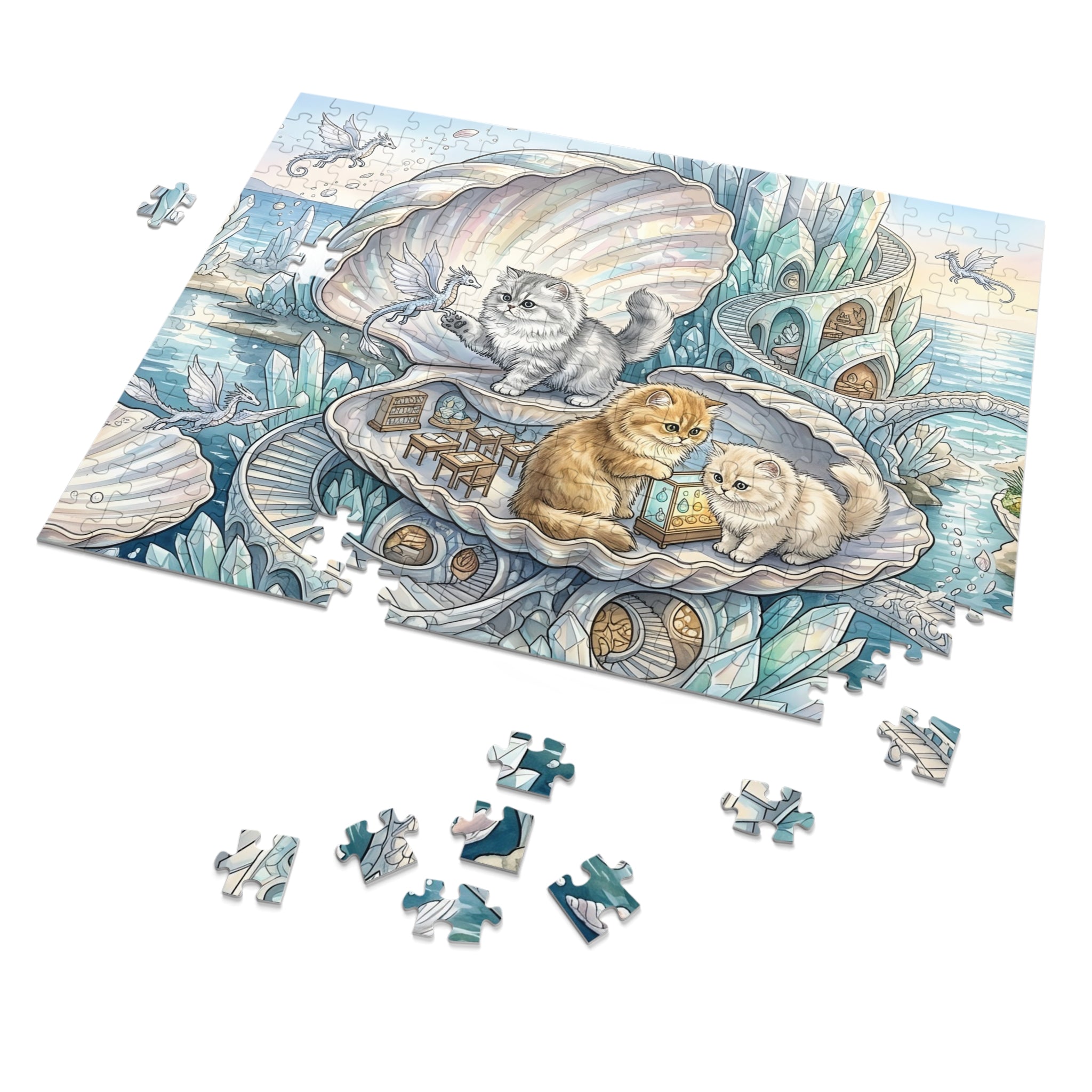 Persian Kitten Crystal Seashell Haven Jigsaw Puzzle
