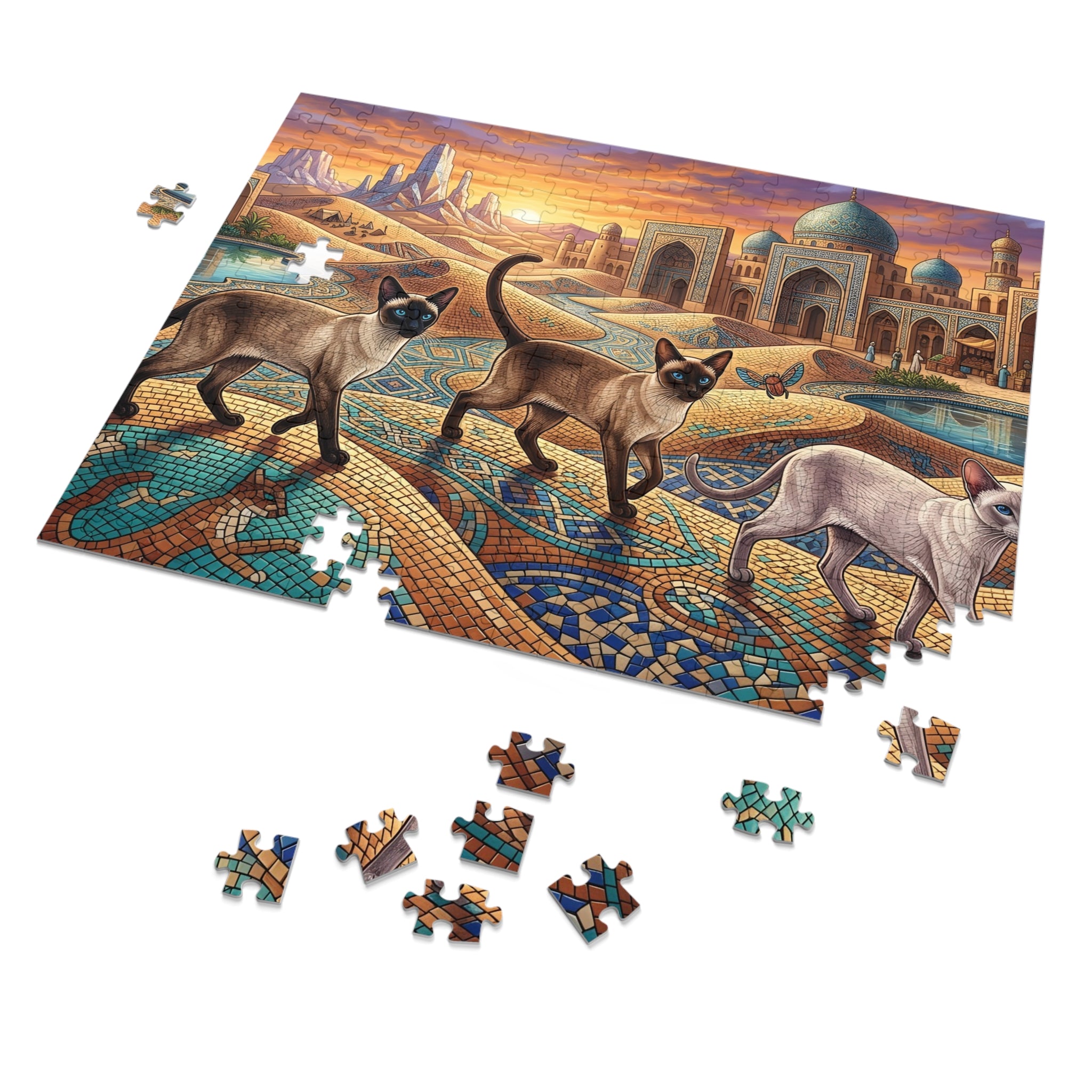 Siamese Cat Desert Palace Mosaic Dunes Jigsaw Puzzle