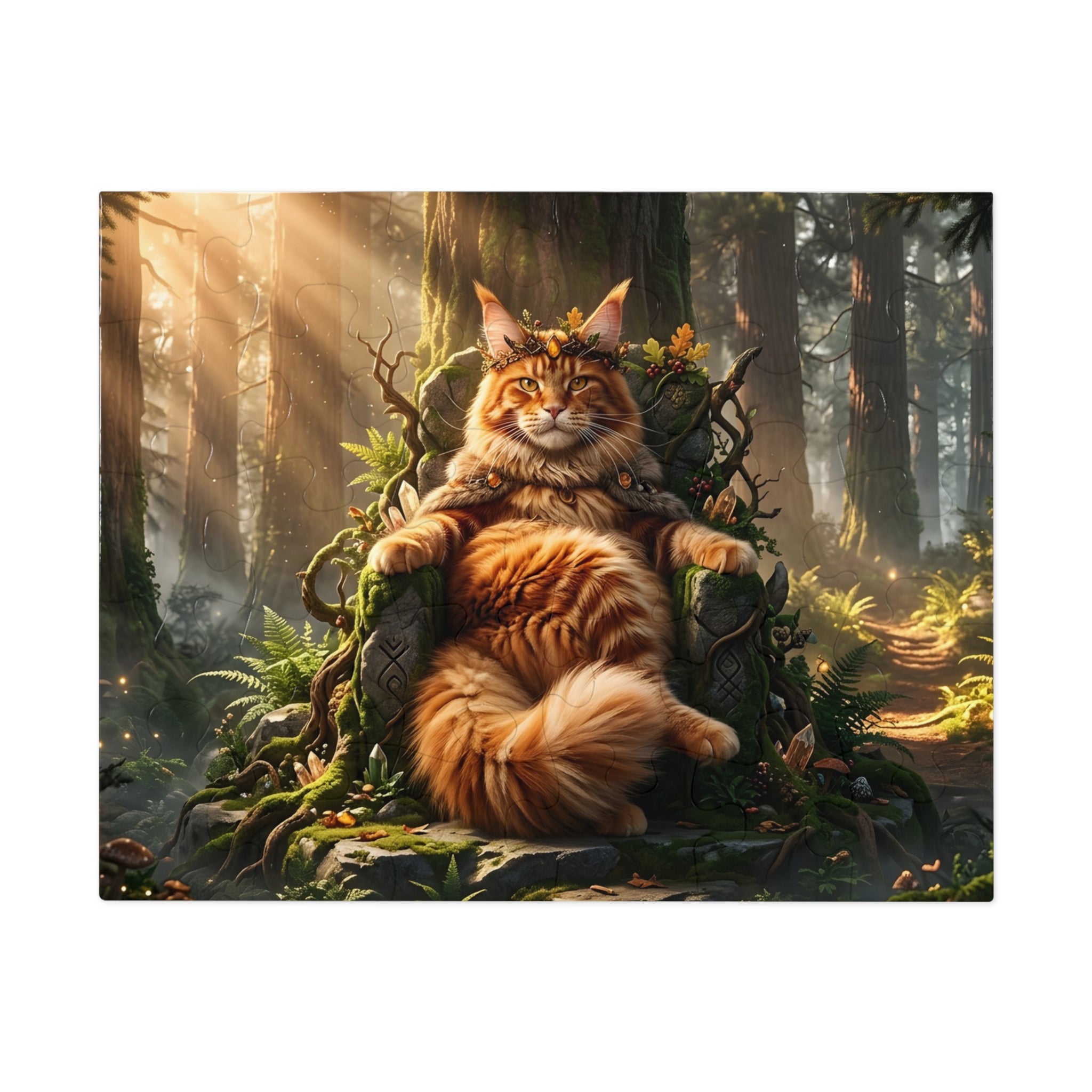 Orange Tabby Maine Coon Forest Throne King Jigsaw Puzzle