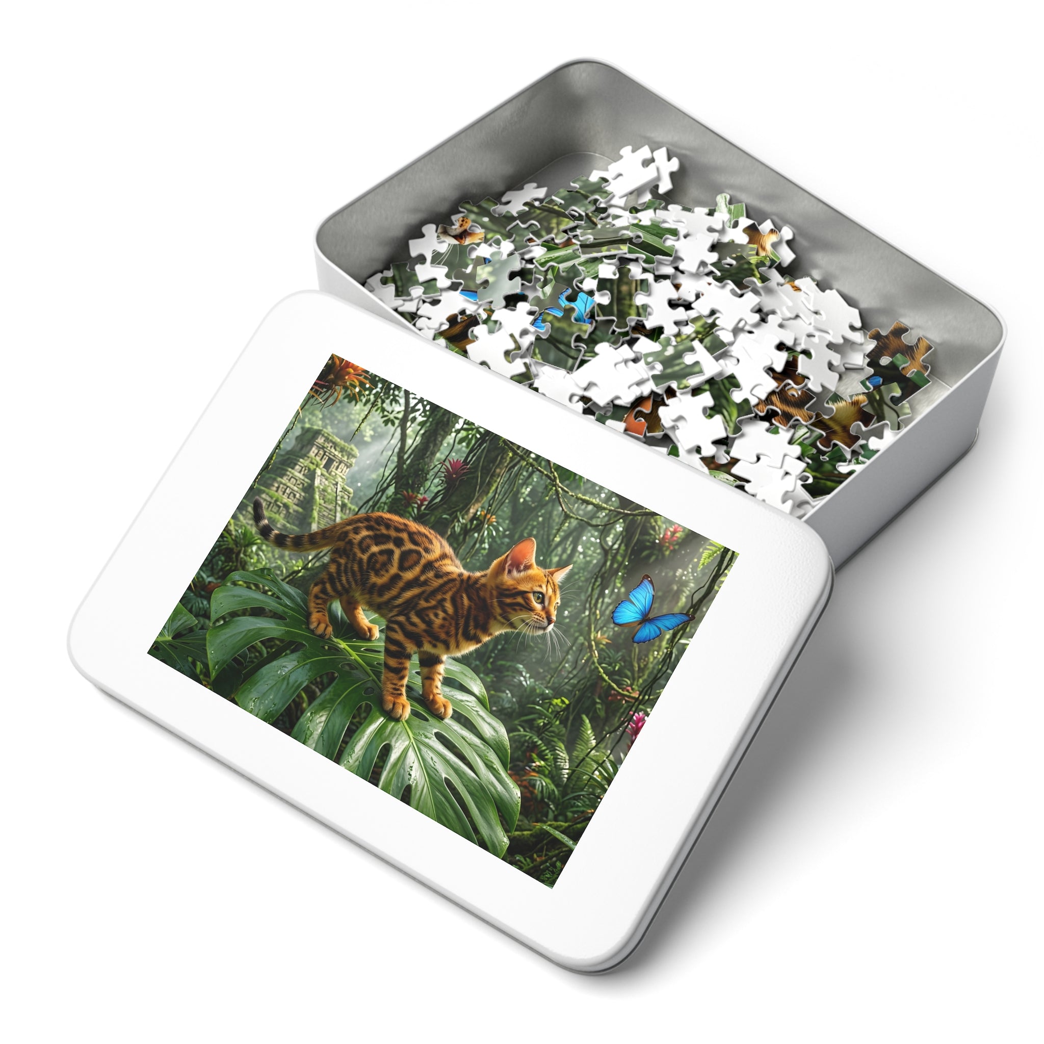 Brown Rosetted Bengal Kitten Jungle Temple Jigsaw Puzzle