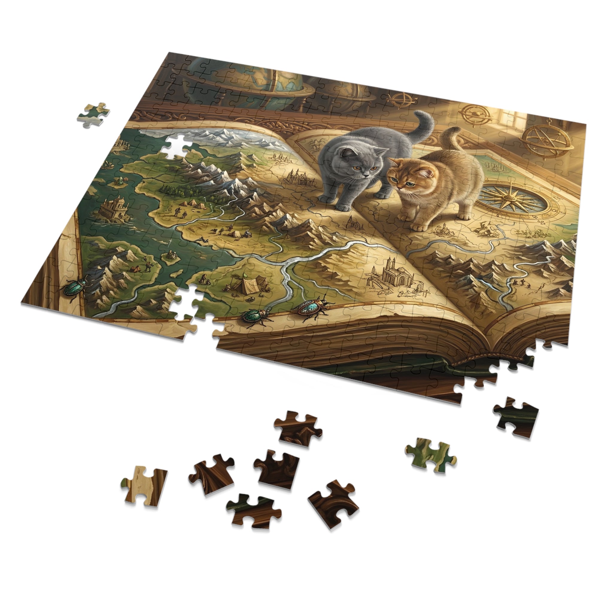 British Shorthair Cat Cartographer's Atlas Jigsaw Puzzle