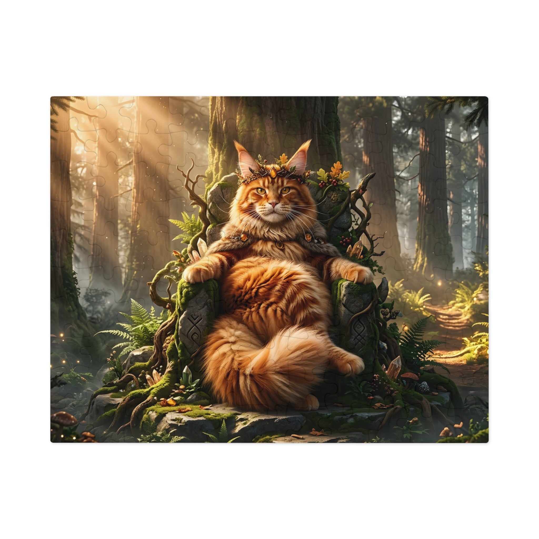Orange Tabby Maine Coon Forest Throne King Jigsaw Puzzle