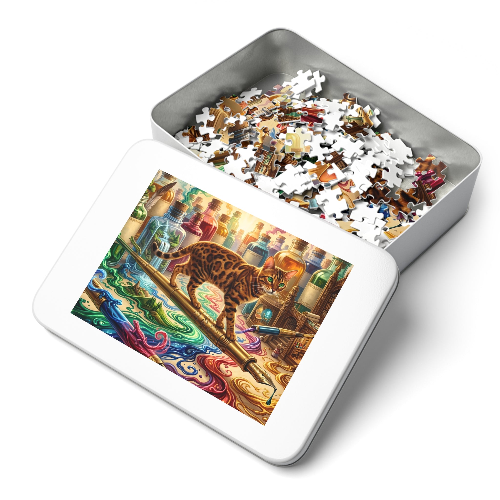 Bengal Cat Fountain Pen Ink World Jigsaw Puzzle