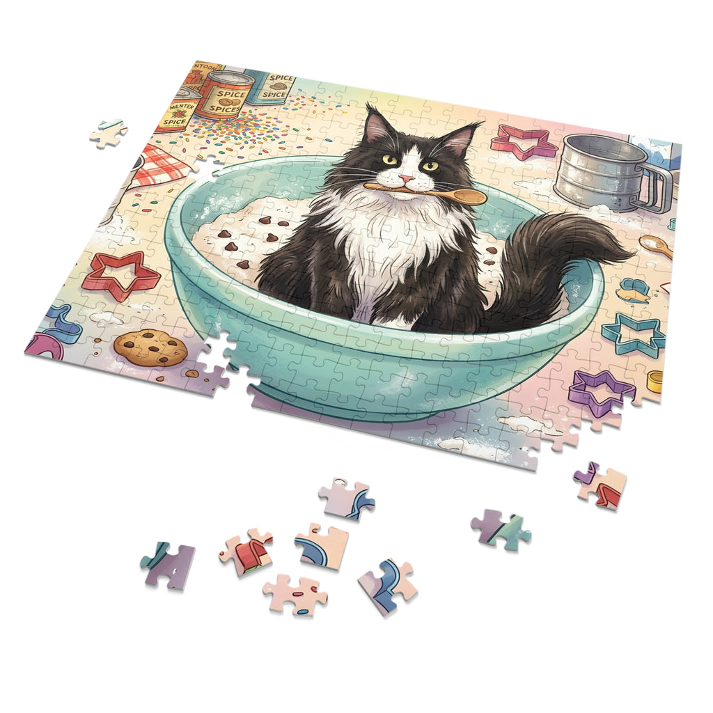 Black and White Tuxedo Maine Coon Baking Mixing Bowl Jigsaw Puzzle