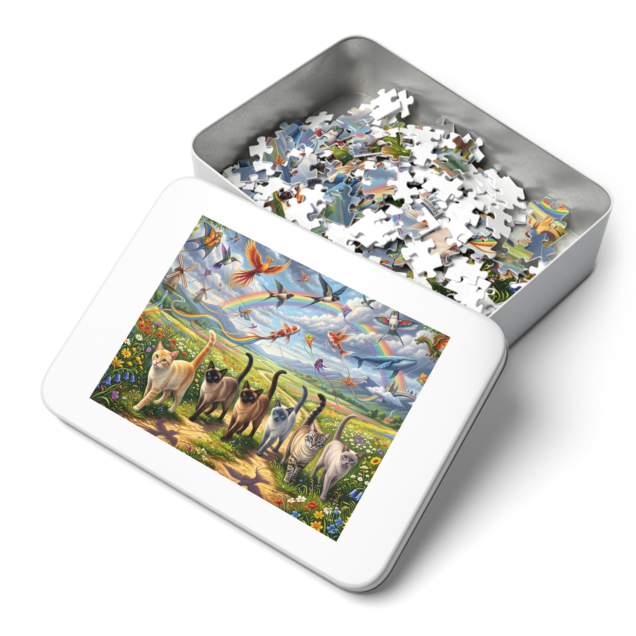 Multicolor Siamese Rainbow Sky Meadow Jigsaw Puzzle
