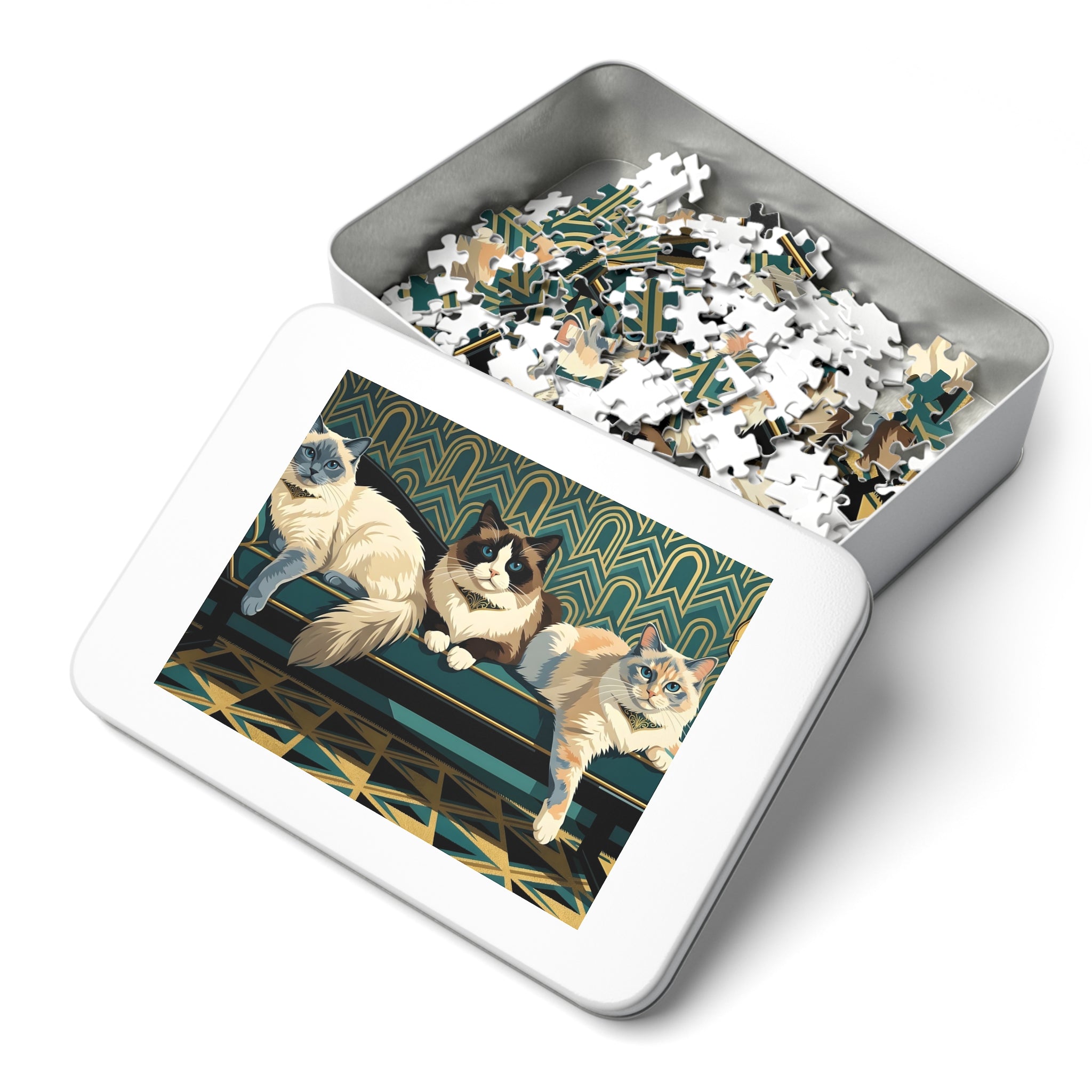 Ragdoll Cats Art Deco Sofa Jigsaw Puzzle