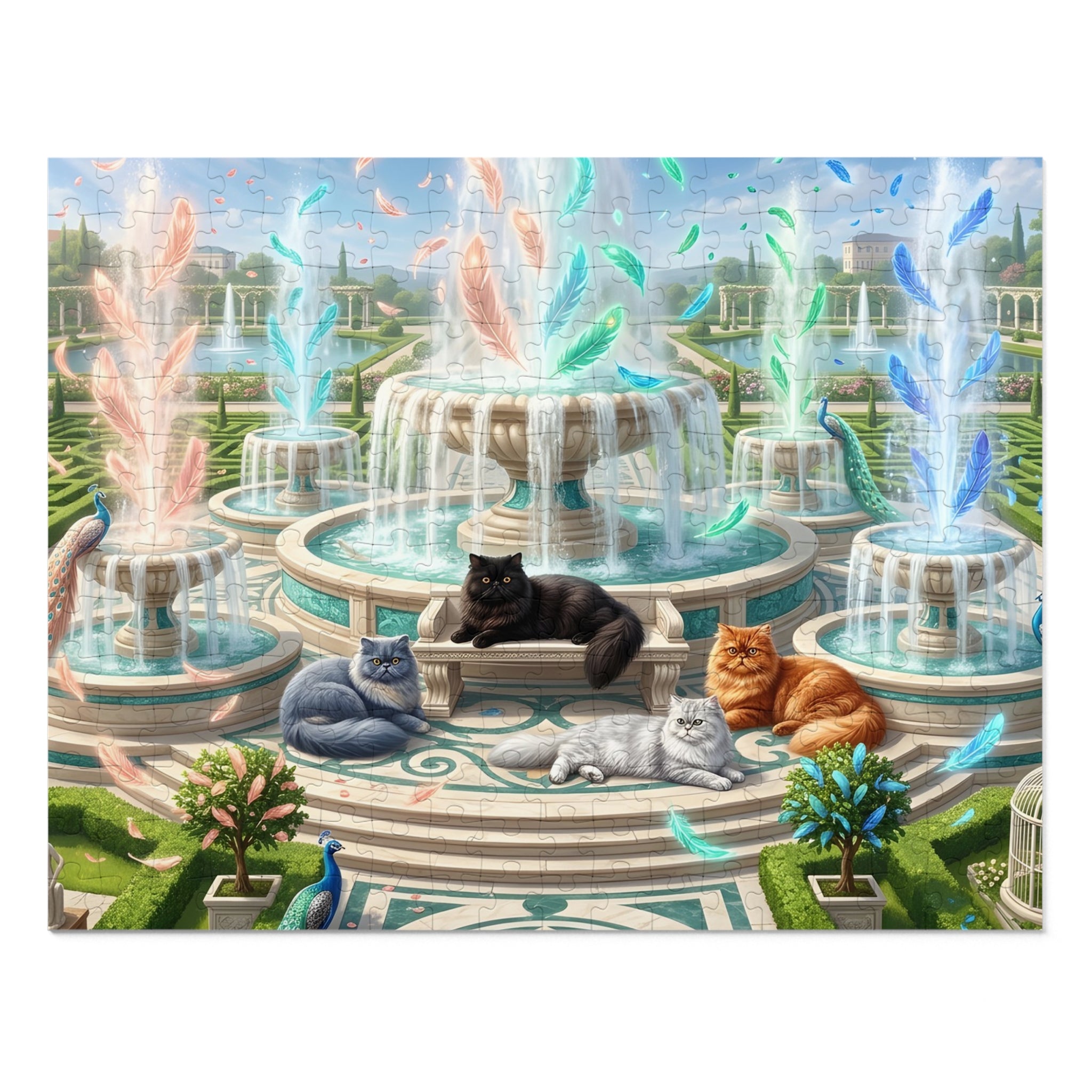 Persian Cat Magical Feather Fountains Palace Garden Jigsaw Puzzle
