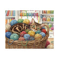 Brown Tabby American Shorthair Yarn Basket Craft Room Jigsaw Puzzle