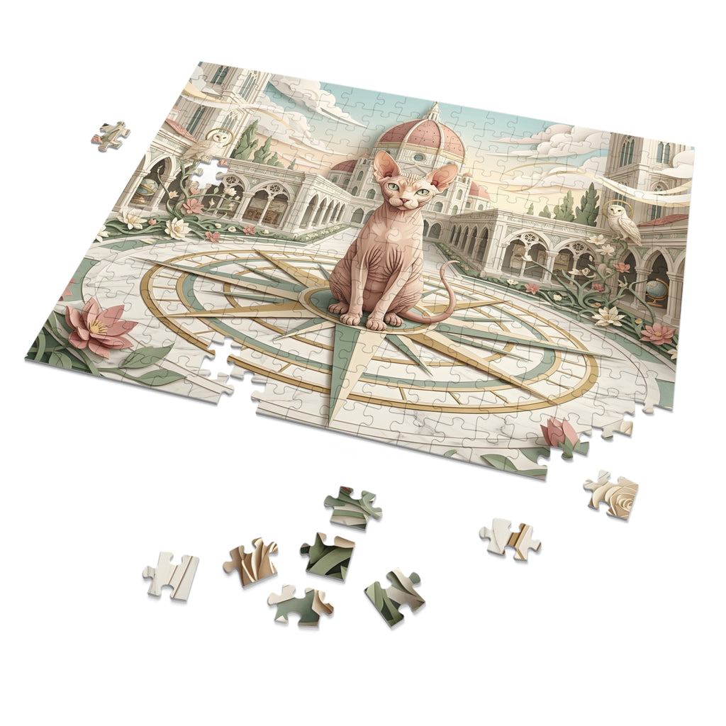 Sphynx Cat Renaissance Cathedral Compass Courtyard Jigsaw Puzzle