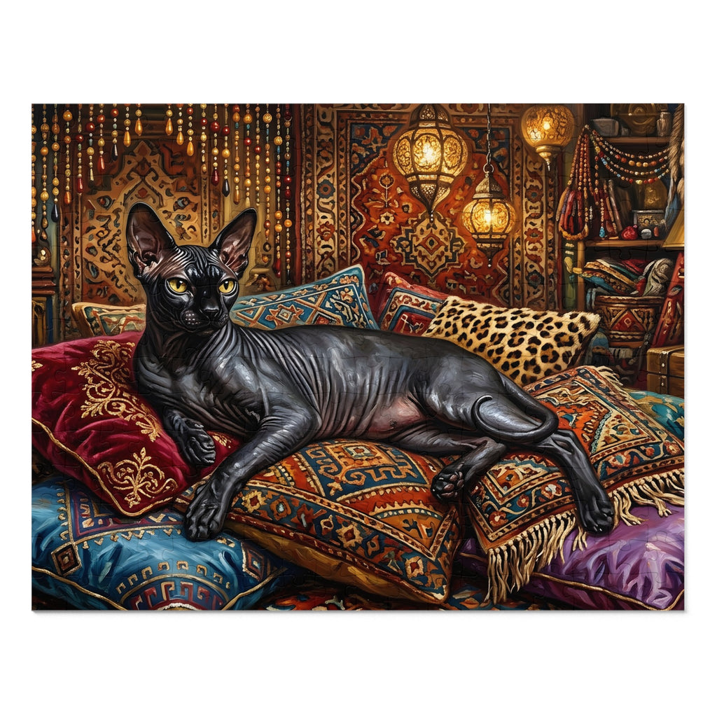 Pink and Grey Sphynx Steampunk Steampow Succulents Jigsaw Puzzle