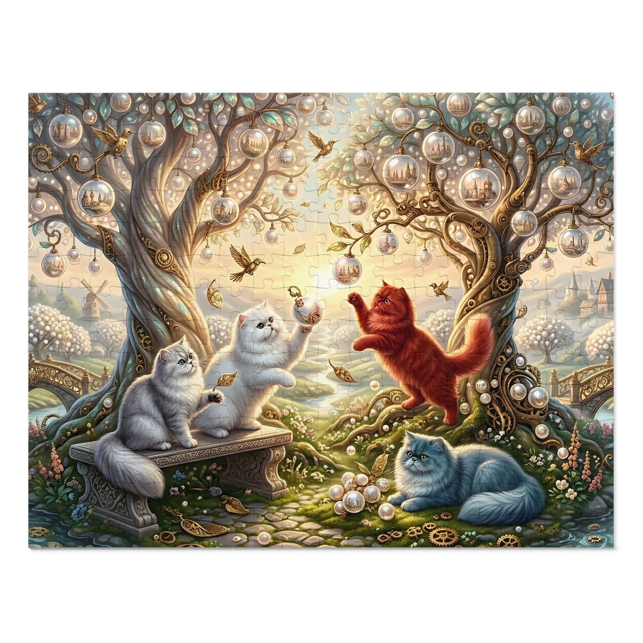 Persian Cat Glass Orb Tree Sanctuary Jigsaw Puzzle