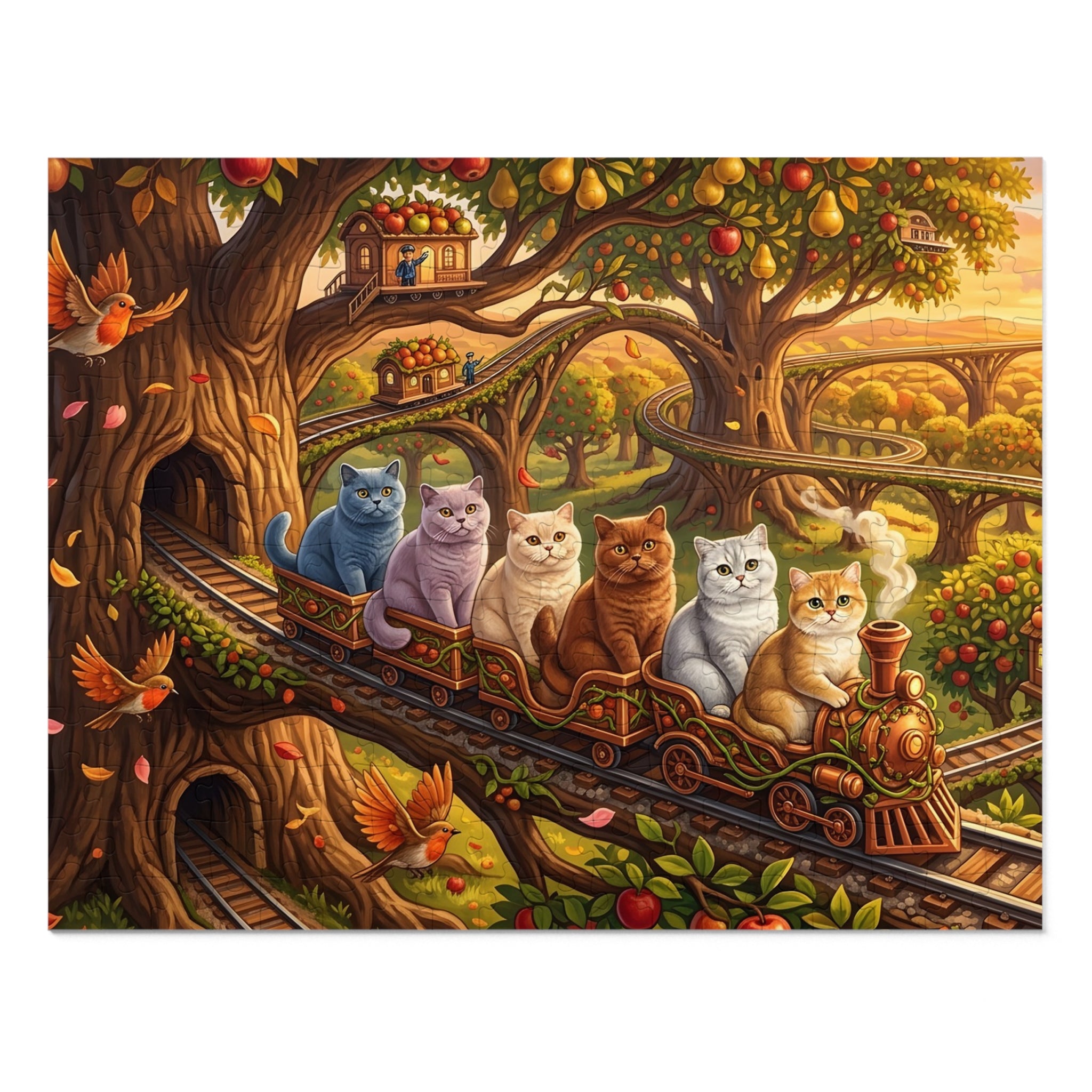 British Shorthair Cat Treetop Orchard Express Jigsaw Puzzle