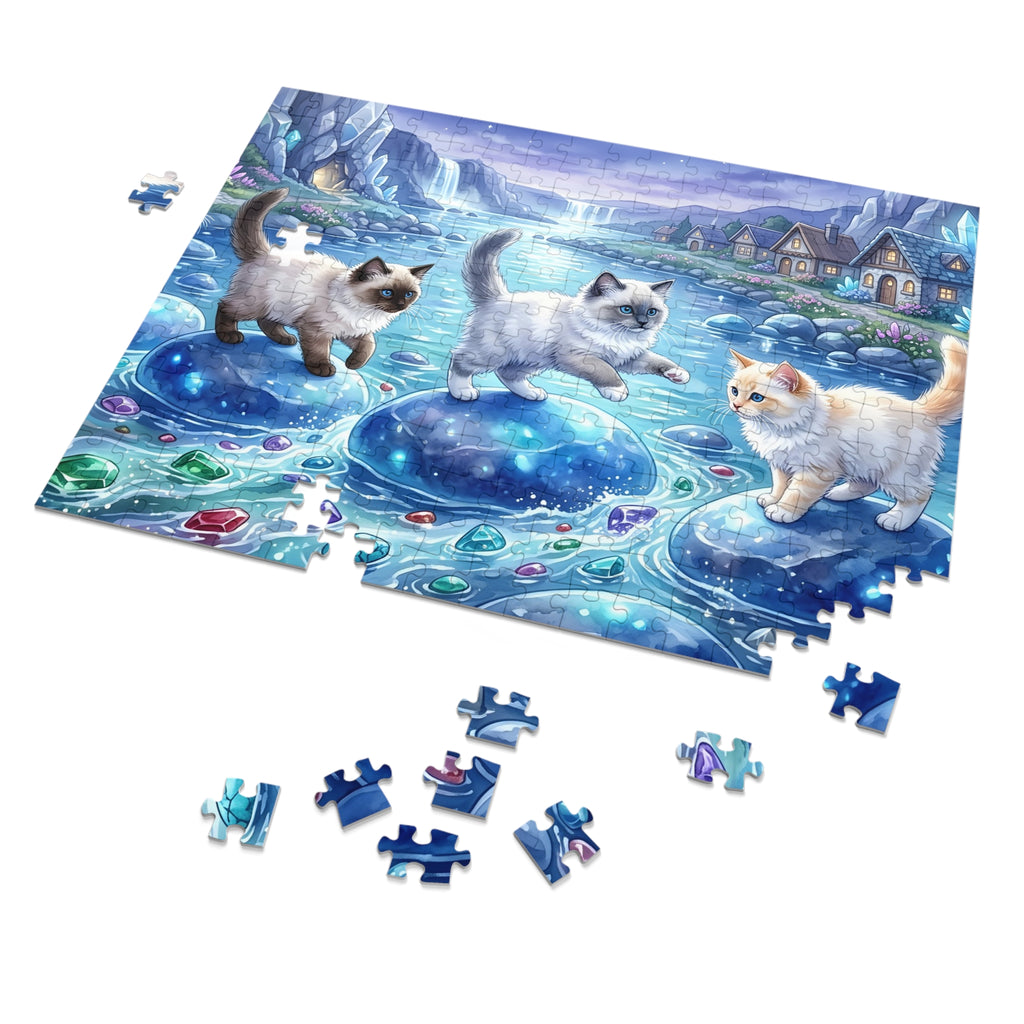 Ragdoll Kitten Crystal River Gemstone Crossing Jigsaw Puzzle