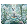 Siamese Cat Glass Conservatory Lotus Jigsaw Puzzle