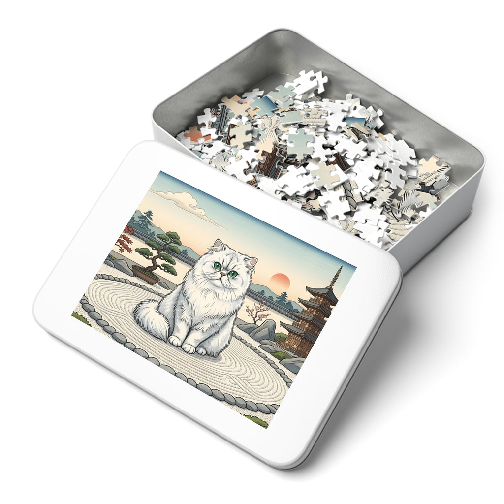 White Persian Japanese Zen Garden Jigsaw Puzzle