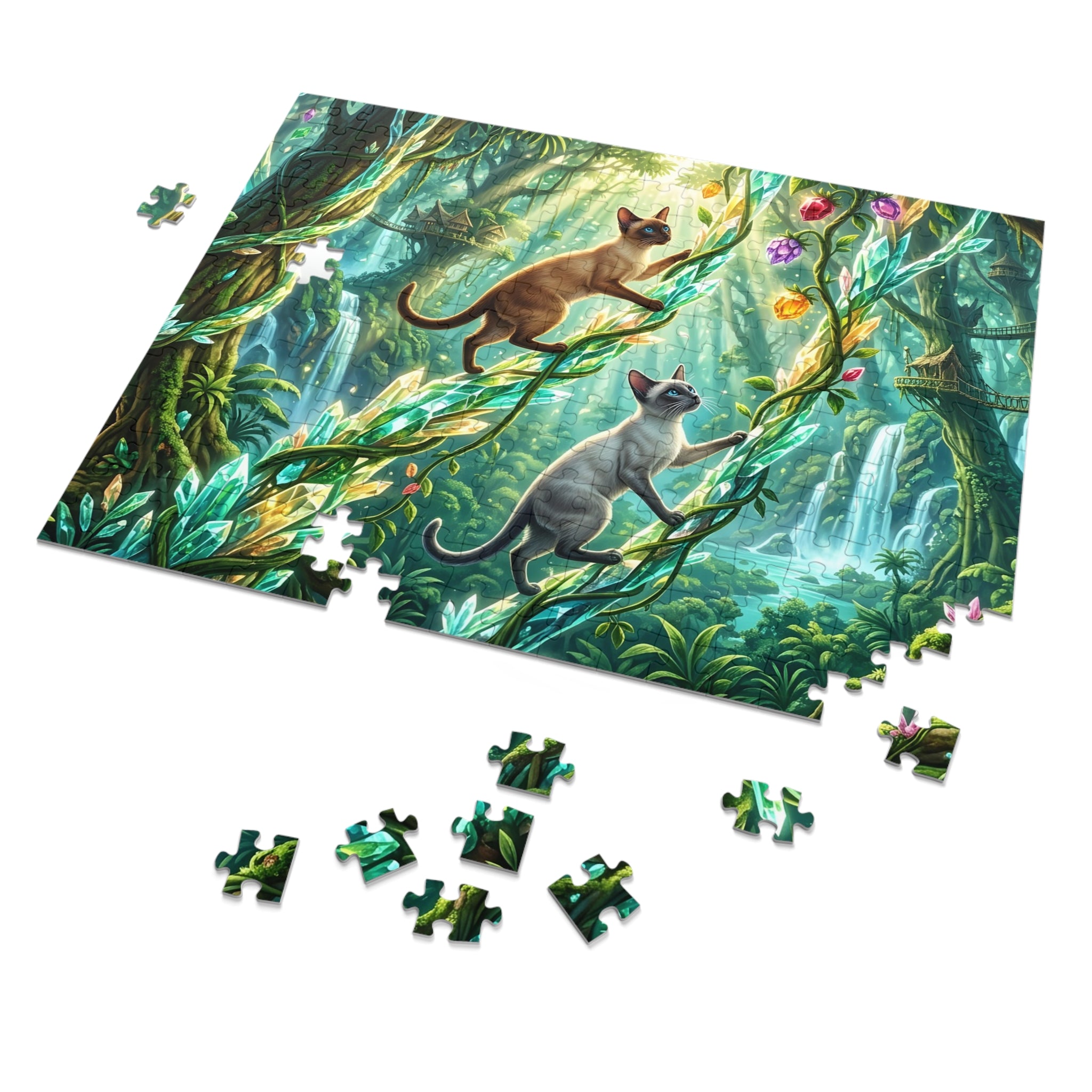 Siamese Cat Crystal Vine Rainforest Jungle Jigsaw Puzzle